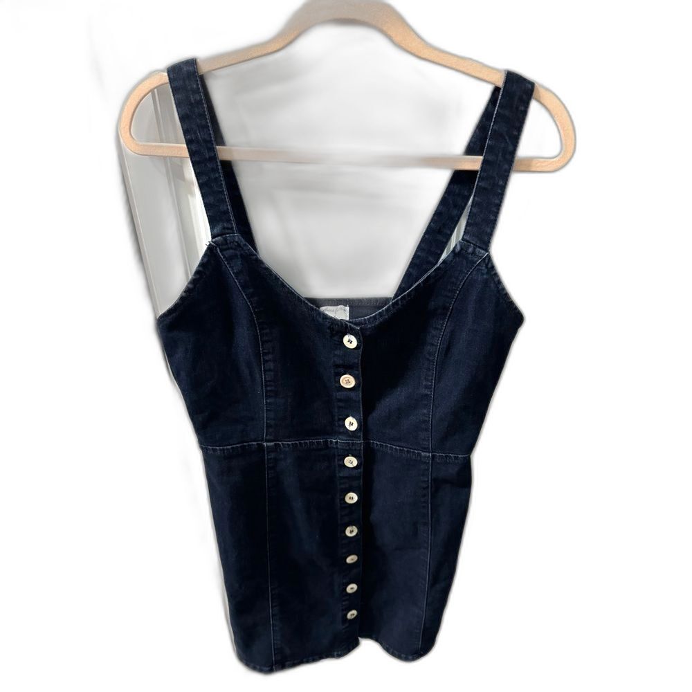 Others Follow Button Front Dark blue wash Denim stretch Bodycon Dress size XL - Picture 5 of 8